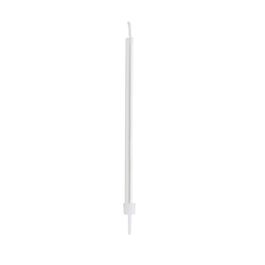 White Skinny Candles & Holders 12 Pack