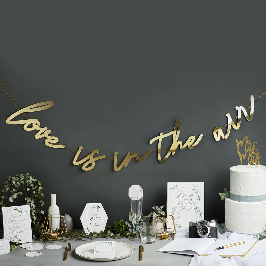 Gold 'Love Is In The Air' Banner 2m