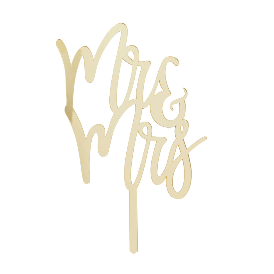 Gold 'Mr & Mrs' Mirror Acrylic Cake Topper