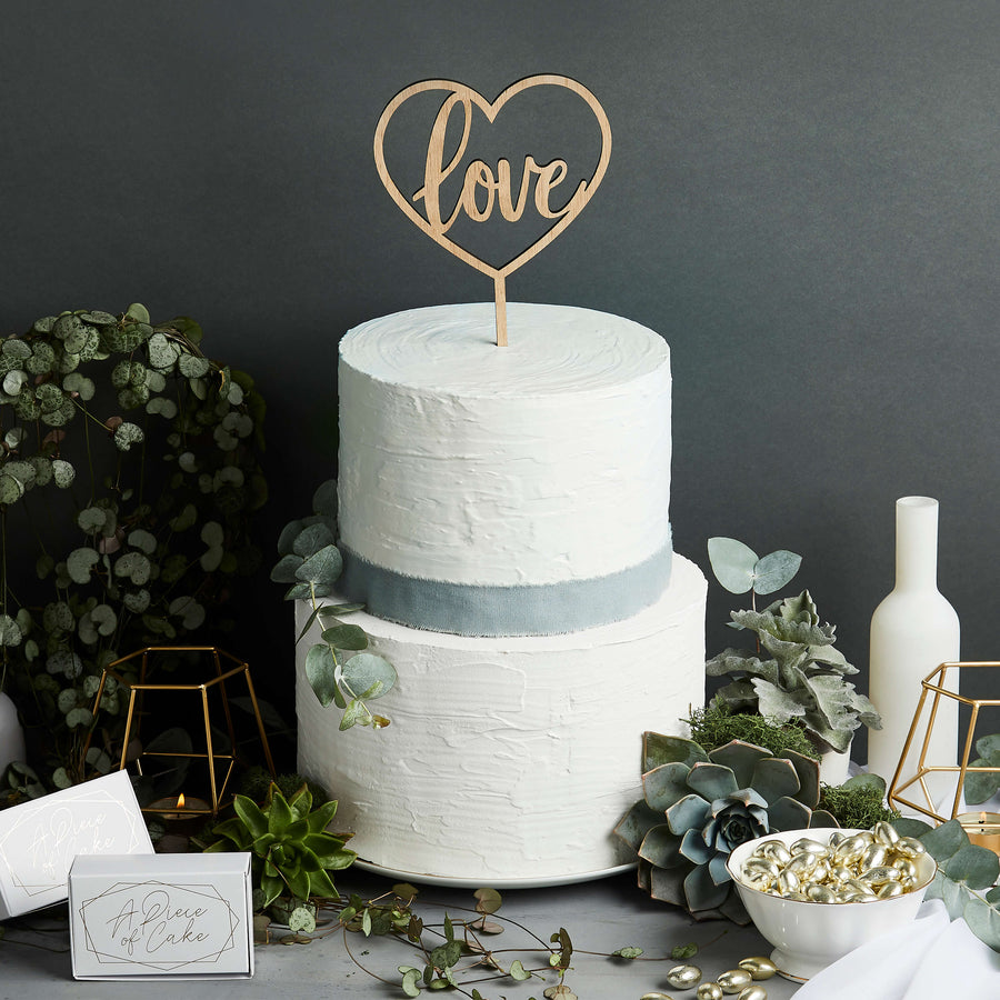 'Love'  Wooden Cake Topper