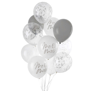 Mr & Mrs Latex  12" Balloon Bundle 12 Pack