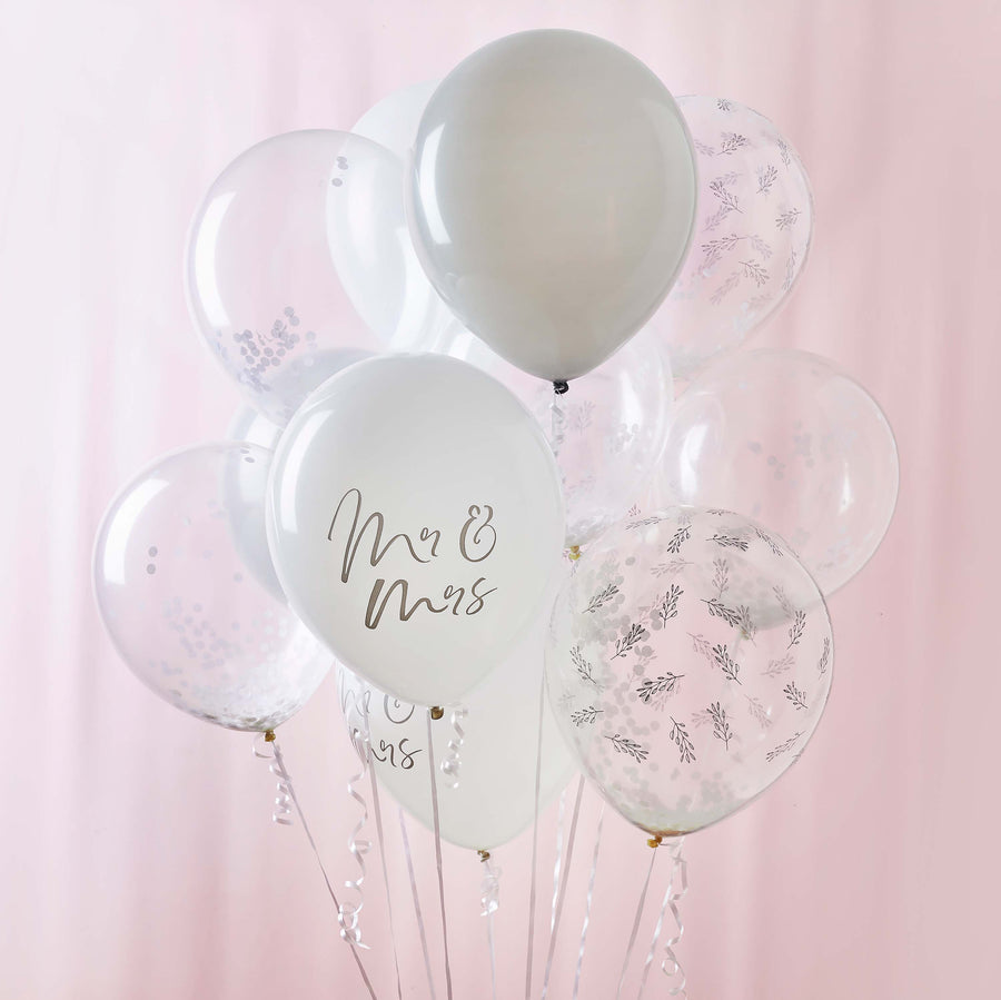 Mr & Mrs Latex  12" Balloon Bundle 12 Pack