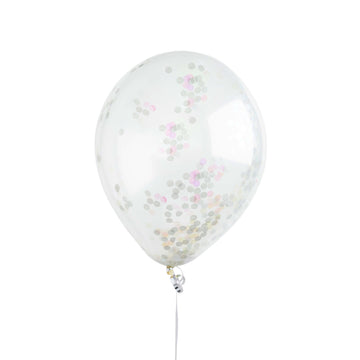 Iridescent Confett Filled 12" Latex Balloons 5 Pack