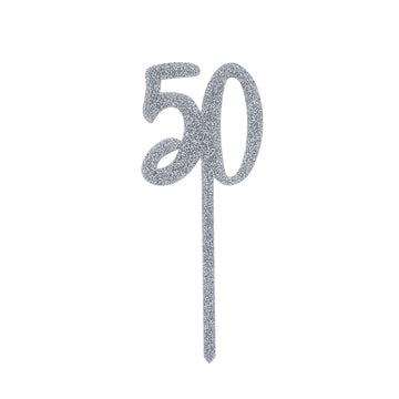 Silver Acrylic '50' Cake Topper