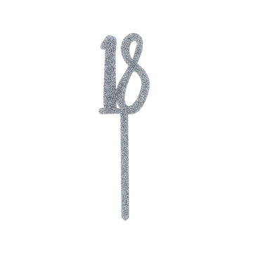 Silver Acrylic '18' Cake Topper